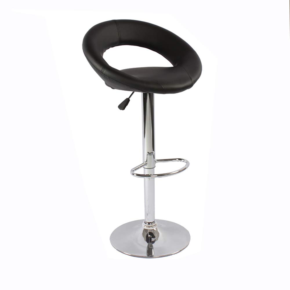 QA Bar Stool PU Leather Adjustable Swivel Bar Chair with Footrest for Kitchen,Bar Counter (Black-A)