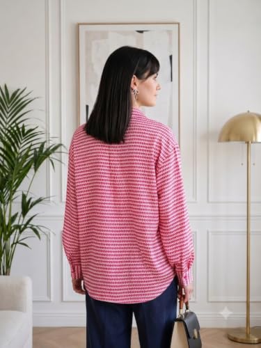 Image of OOMPH! Women's Printed Shirt | Full Sleeves | Collared Neck | Curved Hem | Casual Shirt for Women