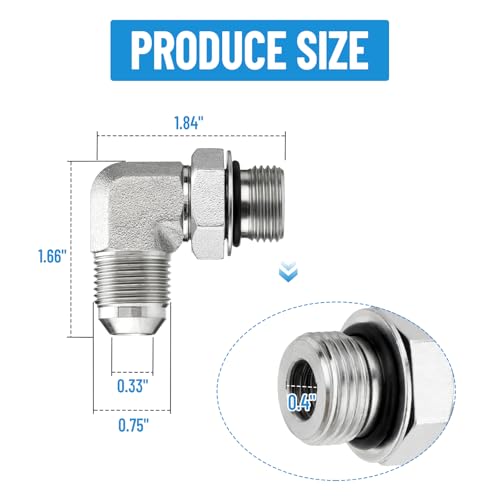 Image of 5 Pack 90 Degree Elbow Hydraulic Hose Fittings: 1 /2 inch JIC 37 Male x #8 SAE /ORB Male, Hydraulic End Connectors with Protection Cover - 6801-08-08