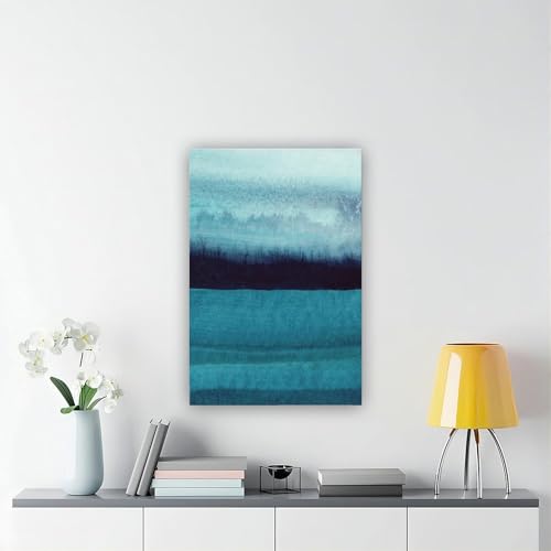 Impression sur toile aquarelle abstraite bleu-vert salon déco - 6