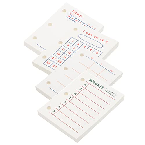 TOPBATHY 4 Stücke Mini Dreilöcher Wöchentlich Täglich Monatlich Drei Ringe Lose Blätter Papiere Ohnen Tracker Journal mit Spiralbindung Galoner Cover