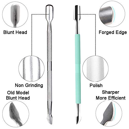 Ejiubas Cuticle Trimmer with Cuticle Pusher Cuticle Nipper Professional Grade Stainless Steel Cuticle Remover Cutter Clipper Durable Pedicure Manicure Tools (Green) - Image 4