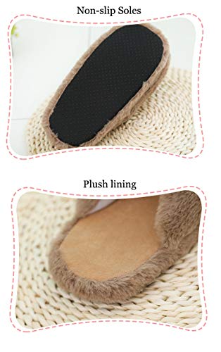 Brown Fuzzy Llama Bedroom Slippers Women Cute Animal Slippers House Shoes Funny 5-84