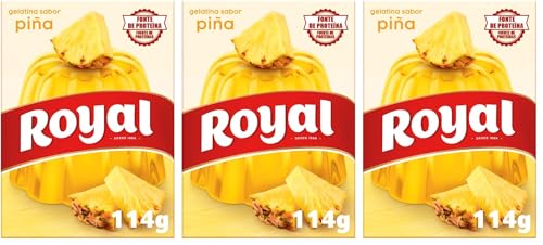 Royal Gelatina Sabor Piña, Preparado en Polvo 10 Raciones, Pack 2 x 57 g - 114 g (Paquete de 3)