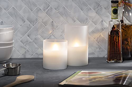 5-In D X 8-In H Hand Poured Wax Candle In Frosted Glass With Exclusive Illumaflame™ Glow #TOP2