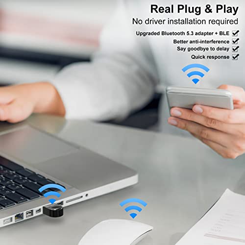 Usb Bluetooth Adapter 5.3 For Desktop Pc, Really Plug & Play Mini Bluetooth Edr Dongle Receiver & Transmitter For Laptop Computer Bluetooth Headphones Keyboard Mouse Speakers Printer Windows 11/10/8.1 #TOP1