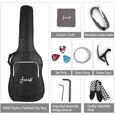 Fojill Full Size 4 Four String Electric Bass Guitar 10W Battery Power Bluetooth Amplifier Amp Beginner Starter Kit Set Combo Bundle Accessory Bag,Strap,Picks,Capo,Cable,Strings(Green)