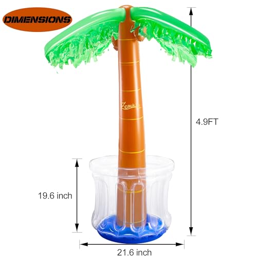 Zcaukya Inflatable Palm Tree Cooler, 60" Blow Up Palm Tree Cooler for Tropical Party Decorations, Hawaiian Party Supplies Pool Decorations