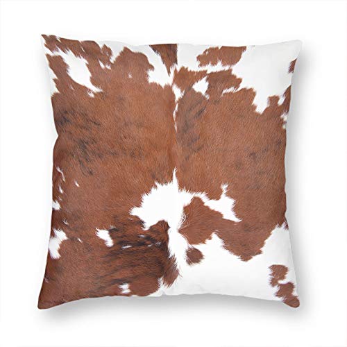 VERSUSWOLF Decorative Pillow Covers Couch Throw Pillow Cover Cowhide Farm Animal Brown Cowhide Print Cow Square Soft Pillow Cases 18X18