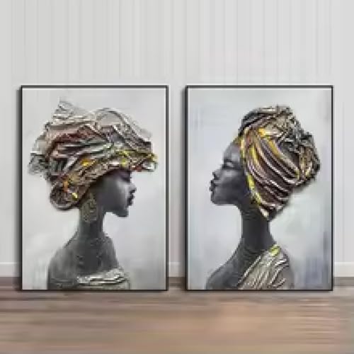 Toile de femme africaine abstraite pour sublimer la décoration de votre salon