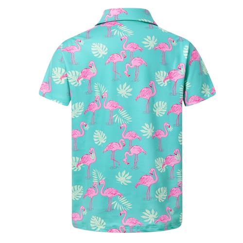 Cuddomper Boys Hawaiian Polo Shirt Golf Clothes Flamingo 7-8 Years - image 3
