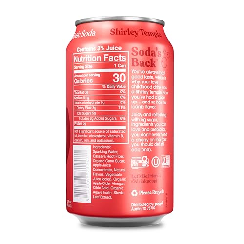 Image of Poppi Prebiotic Soda, Shirley Temple, 12 Oz, 12 Pack