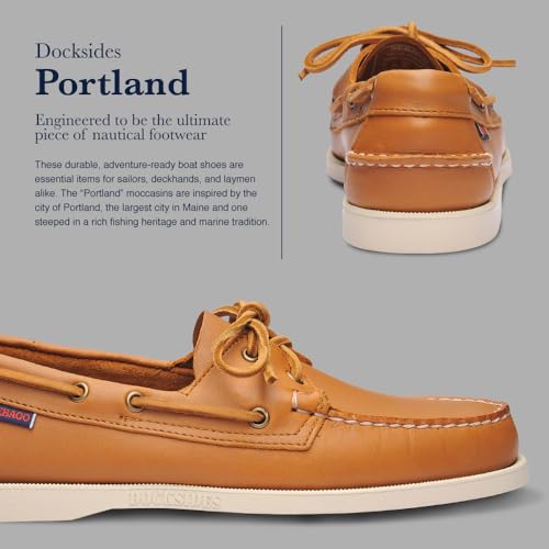 Image of Sebago Portland Boat Shoes - Full-Grain Leather Moccasins, Handsewn with Leather Sock Lining and Non-Marking, Slip-Resistant Sipped Rubber Outsoles
