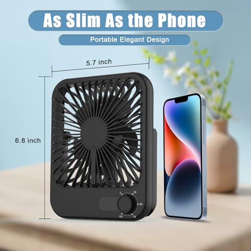 Cooperwin Small Desk Fan, 100 Speeds Personal Fan Portable Rechargeable with Battery Powered, 180°Tilt Adjustable Quiet Bedroom Fan, Home Beach Camping Travel Office Desk Accessories, Black by Cooperwin - Image 4