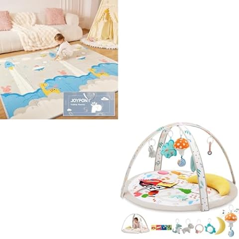 Joypony Baby Play Mat 71x79 Inch & Jopyony Baby Play Gym 8 in 1 Cover