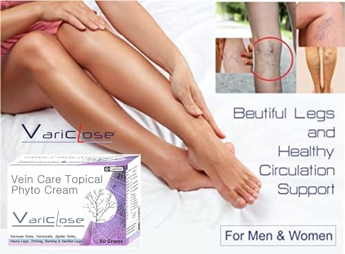 Variclose® Varicose Veins Cream for Women, Men | Ayurvedic Cream for Leg Micro Circulation | Blood Flow, Varicocele, External Piles, Spider Veins | Helps Cramps, Heaviness, Tired legs & Swelling Relief | Nerve massage & Pain relief cream - 50 Grams (Non sticky, Non greasy, No burning sensation)