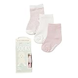 Boody Body Baby EcoWear Socks - Warm Non-Slip Infant Footwear made from Natural Organic Bamboo - Soft Breathable Eco Fashion for Sensitive Skin – Chalk/Rose, 3-6 months