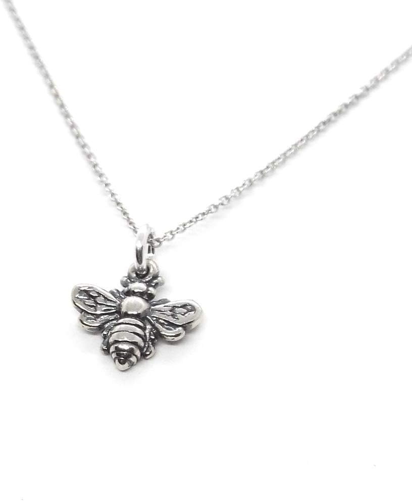 Sterling Silver Tiny Bee Charm Necklace, 16" - Image 3
