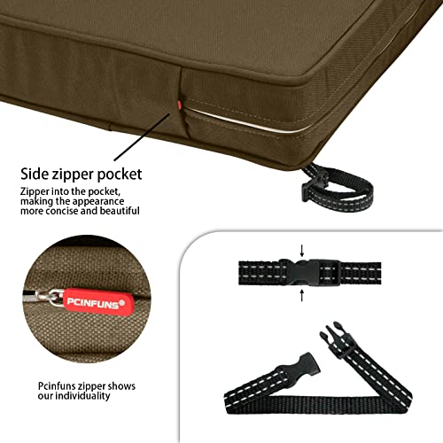 Pcinfuns Patio Chair Cushion 19 X 19 Inch Outdoor Seat Cushions For Patio Furniture Garden Sofa Couch Chair Pads With Adjustable Straps Set Of 2, Deep Coffee #TOP4