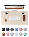 YSAGi Leather Desk Mat, Large Mouse Mat, Non-Slip Desk Pad, Waterproof Leather Table Protector Writing Pad for Office and Home (60 x 35 cm, Beige)