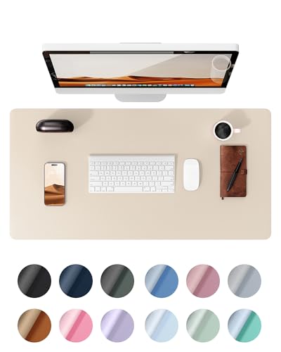YSAGi Leather Desk Mat Large Mouse Mat Non-Slip Desk Pad Waterproof Leather Table Protector Writing Pad for Office and Home (60 x 35 cm Beige)