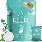 Body Restore Shower Steamers Aromatherapy 15 Pack – Easter Basket Stuffers, Easter & Birthday Gifts for Women & Men, Girls & Boys, Stress Relief & Relaxation Self Care – Eucalyptus