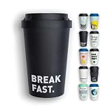 heybico Coffee to go Becher | Mehrweg Kaffeebecher hergestellt im Schwarzwald | Mehrwegbecher mit Schraubverschluss | Bruchsicher | leicht | Breakfast