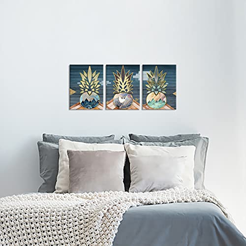 3 Panel Pineapple Canvas Wall Art Abstract Nordic Style Art Prints Modern Boho Decor Pictures For Bedroom Bathroom Contemporary Marble Texture Minimalist Painting Artwork Framed #TOP1