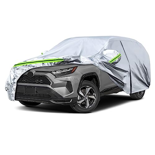 Waterproof Car Covers Replace for 2013-2025 Toyota RAV4, 6 Layers All Weather Custom-fit Car Cover with Zipper Door & Windproof Bands for Snow Rain Dust Hail Protection (RAV4)