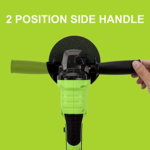 Yougfin Angle Grinder 5 Inch, 20V Max Brushless Cordless 7000Rpm Grinding Power Tool, 2 Handle Position, Safety Guard, Cutting Wheels, Flap Discs For Metal Cutting & Wood Carving #TOP3