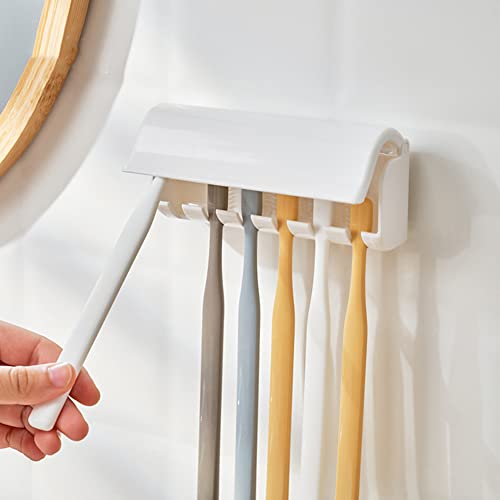6 Fentes de Brosse Porte Brosse à Dents Murale, sans PerçAge Auto-Adhésif Support de Tête de Brosse à Dents Électrique pour Salle de Bain Cover