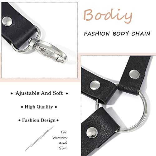 Bodiy Men's Leather Suspenders Belt Shoulder Strap Y-Back Silver Swivel Hook Adjustable Button Tuxedo Suspender Body Harness For Men #TOP4