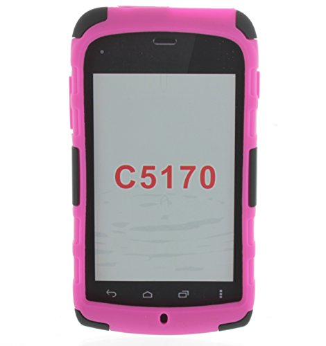 Aimo Wireless Hot Pink Armor Case with Holster and Swivel Belt Clip Combination for Kyocera Hydro C5170 - Retail Packaging - Hot Pink/Black