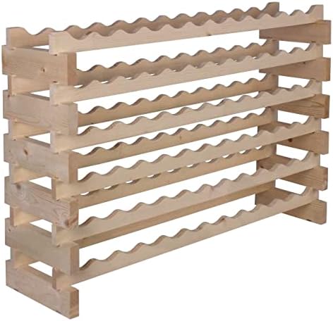 Stackable Modular Wine Rack Wine Storage Rack Holder Display Shelves for Wine Cellar or Basement , Freestanding Wine Rack Thick Wood Wobble-Free (Unfinished, 12 X 6 Rows (72 Slots))