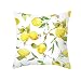 KnBoB Funda de Cojin Limones con Flores 45 x 45 cm Amarillo Verde Blanco Poliéster Estilo 18