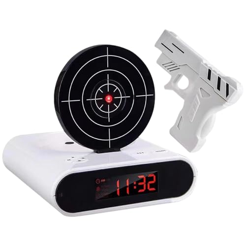 Recitem Réveil avec Pistolet et Cible, Réveil avec Fonction Photo et Cible avec Écran LED, Réveil Numérique avec Sons d'Alarme Personnalisables, Réveil de Jeu de Tir pour Chambre à Coucher et Bureau