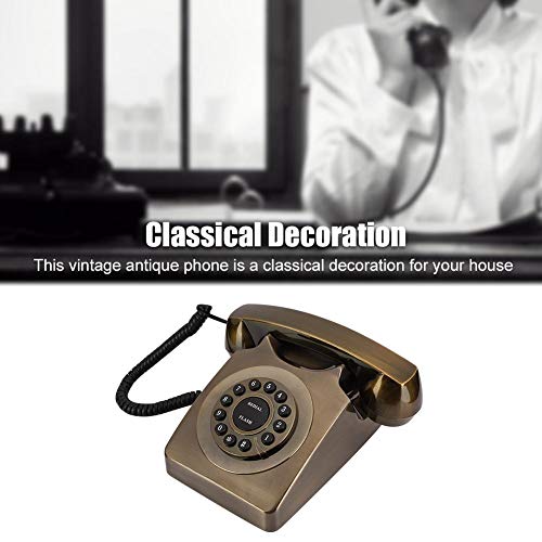 Teléfono de escritorio retro con cable y botones estilo vintage miniatura 2