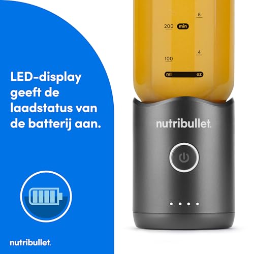 Nutribullet Flex 590ml, Draagbare Blender met Drinkdeksel, Afneembare Messen, USB-C Oplaadbaar, Ijs Crushen en Bevroren Fruit, Draaglus, To-Go Blender met BPA-Vrije Beker, NBP013GM, Grijs - Afbeelding 6