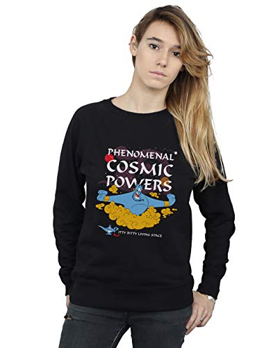 Image of Disney Women's Aladdin Genie Phenomenal Cosmic Powers Sweatshirt Black Small