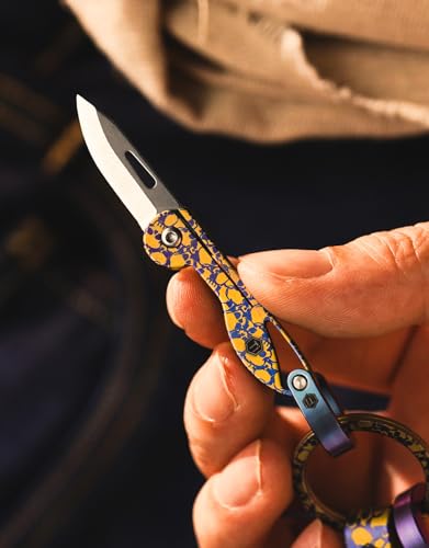 Image of KeyUnity KK05 Titanium Mini Pocket Knife, 1.06-Inch Blade, Skull | Lightweight EDC Knife for opening packages and snack wrappers, removing clothing tags, and handling everyday tasks