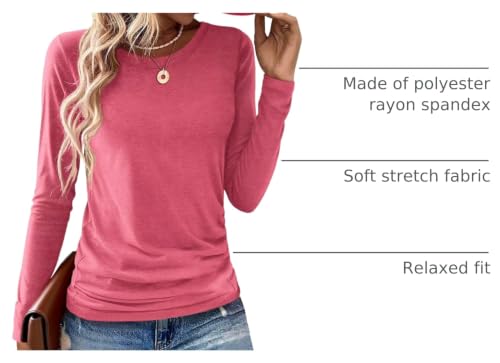 Image of Gihgoew 2 Pack Womens Tops Crewneck Soft Long Sleeve Shirts Fall Clothes Casual Tshirts Basic Tee