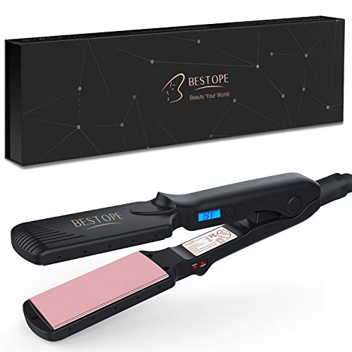 BESTOPE Haarglätter Glätteisen Lockenstab 2 in 1 Keramik Glätten & Locken mit Temperaturregelung 120 ℃ -230 ℃ PTC Heiztechnologie Dual-Spannung 3D Schwimmplatten für alle Haartypen(Rose Gold)