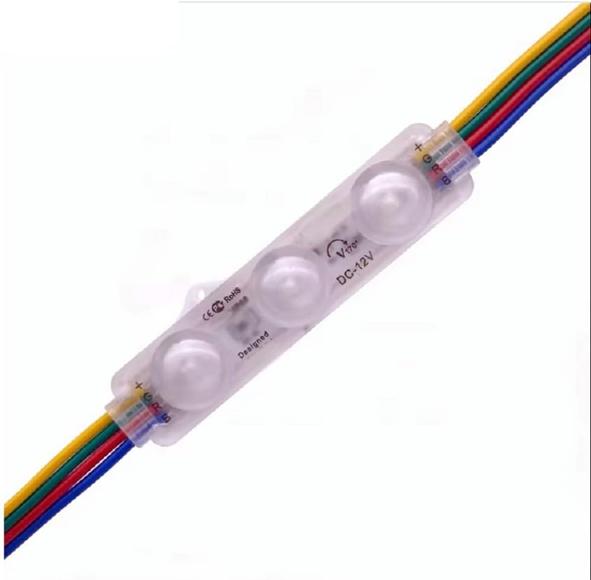 Image of Steko {50 Pieces) RGB 3 Color 3 Led Optical Module Strip 5050 SMD Waterproof Led Module for Science Projects, Backlight Sign Multipurpose Use | Flash in 3 Color Red, Green & Blue