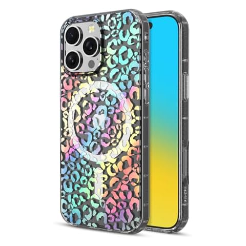 MYBAT PRO Mood Series Compatible MagSafe Case for iPhone 16 Pro Holographic Leopard Stylish Glitter Shockproof Non-Yellowing Protective Cover for Women Girls Cute Phone Case Cover