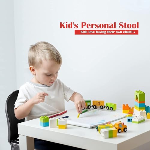 Image of Folding Kids Step Stool with Back Support for Kids,9 inch Plastic Kids Chair for Outdoor or Indoor Kitchen Step Stools and Bathroom Stool for Toddlers Boys Girls