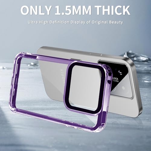 Image of Kapa Warrior Acrylic Clear Back Cover for Xiaomi 14 (5G) | Slim Shockproof [Military Grade Protection] Hybrid Bumper Case (Purple Sides)