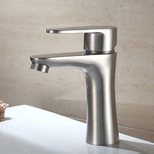 Mitigeur lavabo eau chaude et froide en acier inoxydable brossé pour vasque de salle de bain
