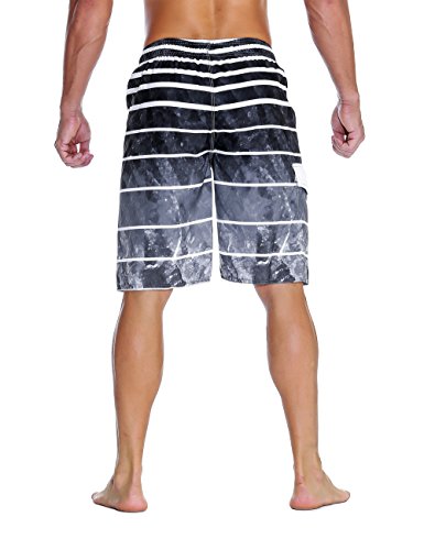 Image of Nonwe Men's Beachwear Quick Dry Striped Board Shorts