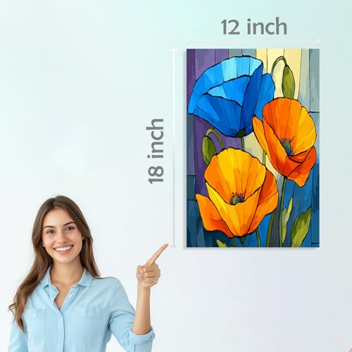 Image of SiddArtify Floral Wall Art Prints Set - Modern Flower Poster Decor for Living Room Bedroom Office - 12x18 inch Sticker Pack of 6