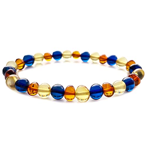 Exceptional Colors of Amber Bracelet for Woman Red, Blue and Green - amber stone jewelry, 100% Genuine, HandMade from Caribbean Baroque Beads - 7